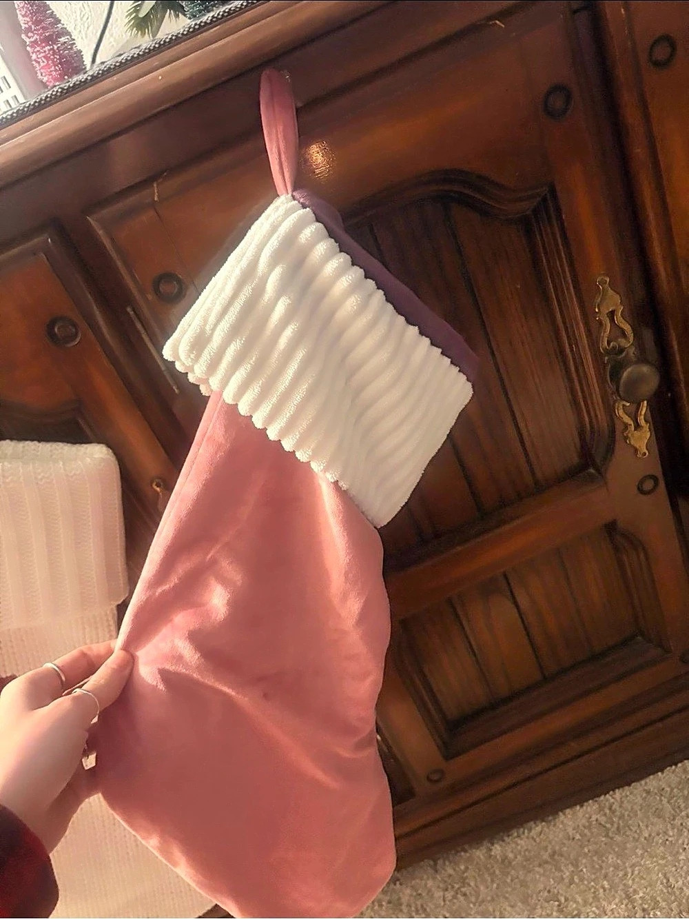 Pink velvet stocking